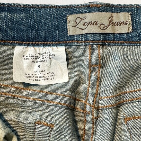 3.	Denim Jeans, medium-blue and decorated with studs and beads - Picture 5 of 6